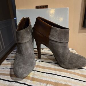 Jessica Simpson Genuine Suede & Leather Gray and Brown Ankle Booties